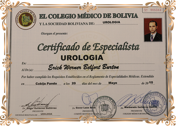 Certificado de Urología